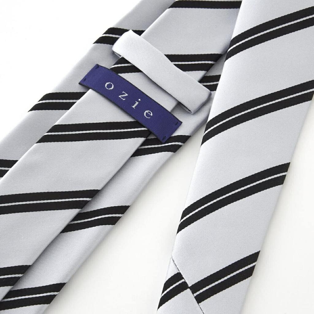 [Ojie] Men's Tie, Silver, 100% Silk, Made in Japan, Formal Tie, Ceremonial Wear, Wedding, Reception, Business
