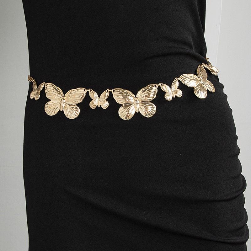 High-end Sweet Girl Big Butterfly Hollow Fashion Clothing Waist Chain Metal Sweet Cool Women's Waist Chain