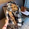 Warmer Plaid Knitted Scarf Long Tassel Shawl Large Heart Thickened Scarf  Women