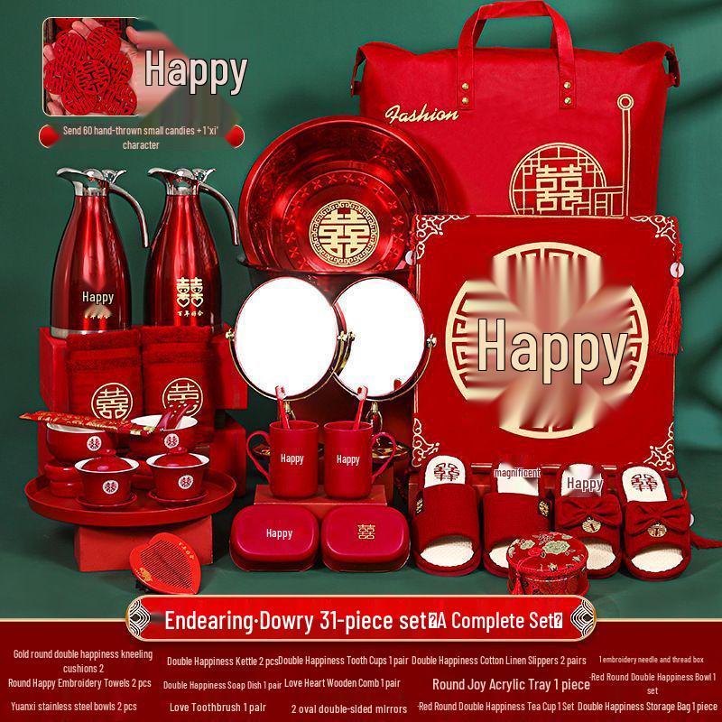 Luxurious Bridal Dowry Set: Practical Wedding Tea Ceremony Cups & Departure Treasure Pot