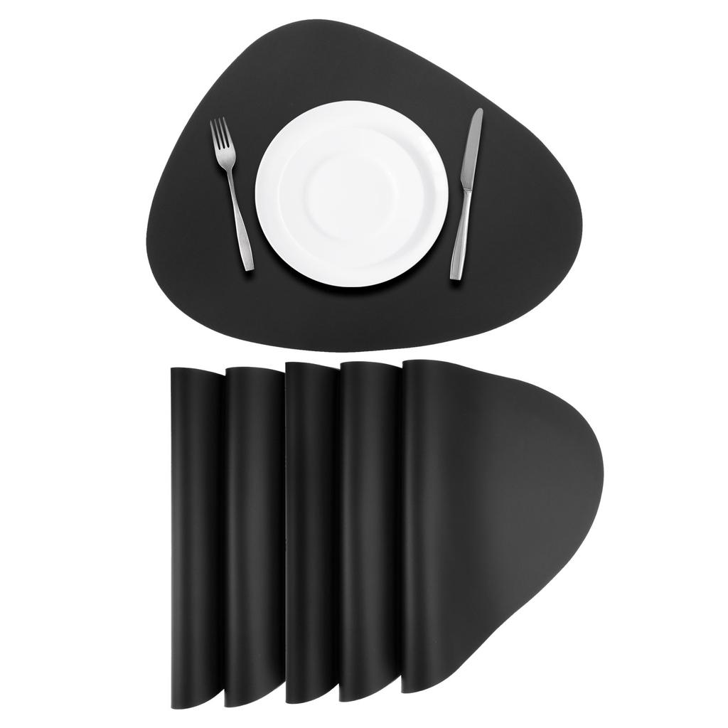6pcs Oil-Proof Waterproof Dual-Sided Place Mats Irregular Shape PU Leather Placemats for Coffee Shops Kitchen Bistro Tables Bars