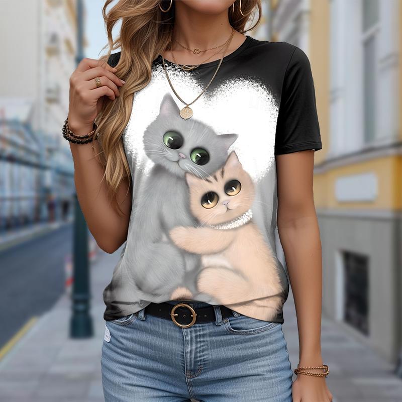 Fashion Women Enchanting Love Fox T Shirt Funny Casual O-neck Short Sleeves T-shirt Summer Female Tee Shirt