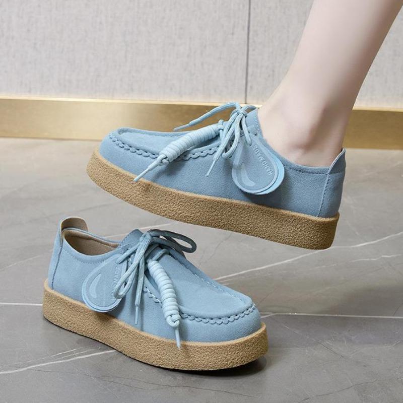 3CM Women Shoes Nubuck leather Casual Flat Shoes Leather Single Shoes Ladies Walking Non Slip Chaussure Femme Zapatos De Mujer