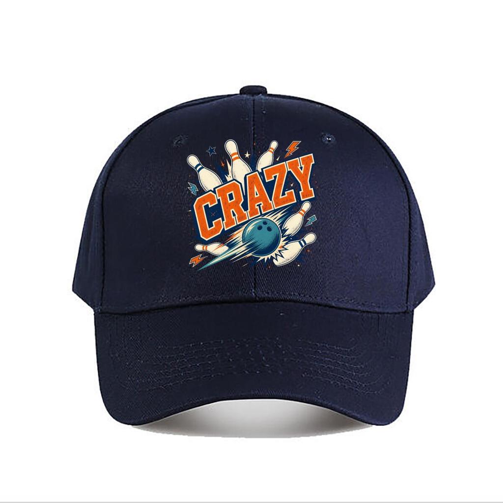 Crazy Bowling Strike Retro Typograph Baseball Cap Fashion Outdoor Sports Sunhat Unisex Snapback Cap Womens