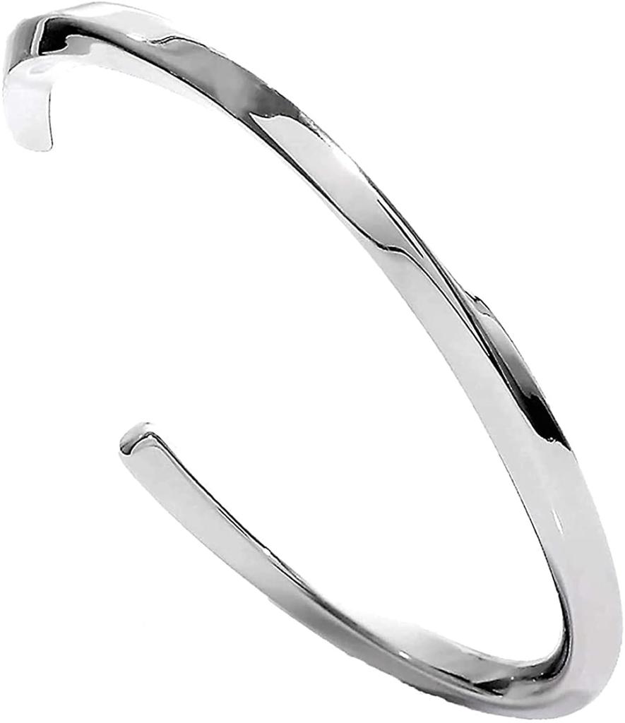 Twist Bracelet Titanium Bangle for Women B1023 Petit-Germe (Silver Color)