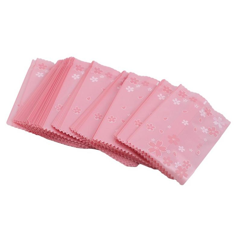 100Pcs Cherry Blossom Frosted Cookie Egg Yolk Cake Packaging Bag Sealed Cellophane Bags Biscuit Candy Baking Pouches