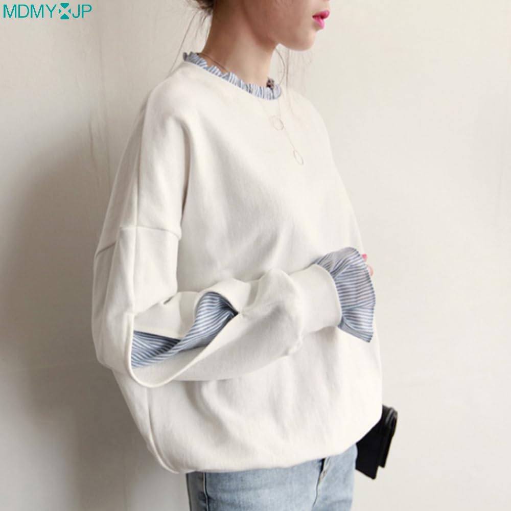 MDMYXJP Layered Long Sleeve Striped Perfect for Everyday and MD367 Women's Hoodie, Sweatshirt, Flattering, Cute, Wear, Dates, Commuting, Spring,