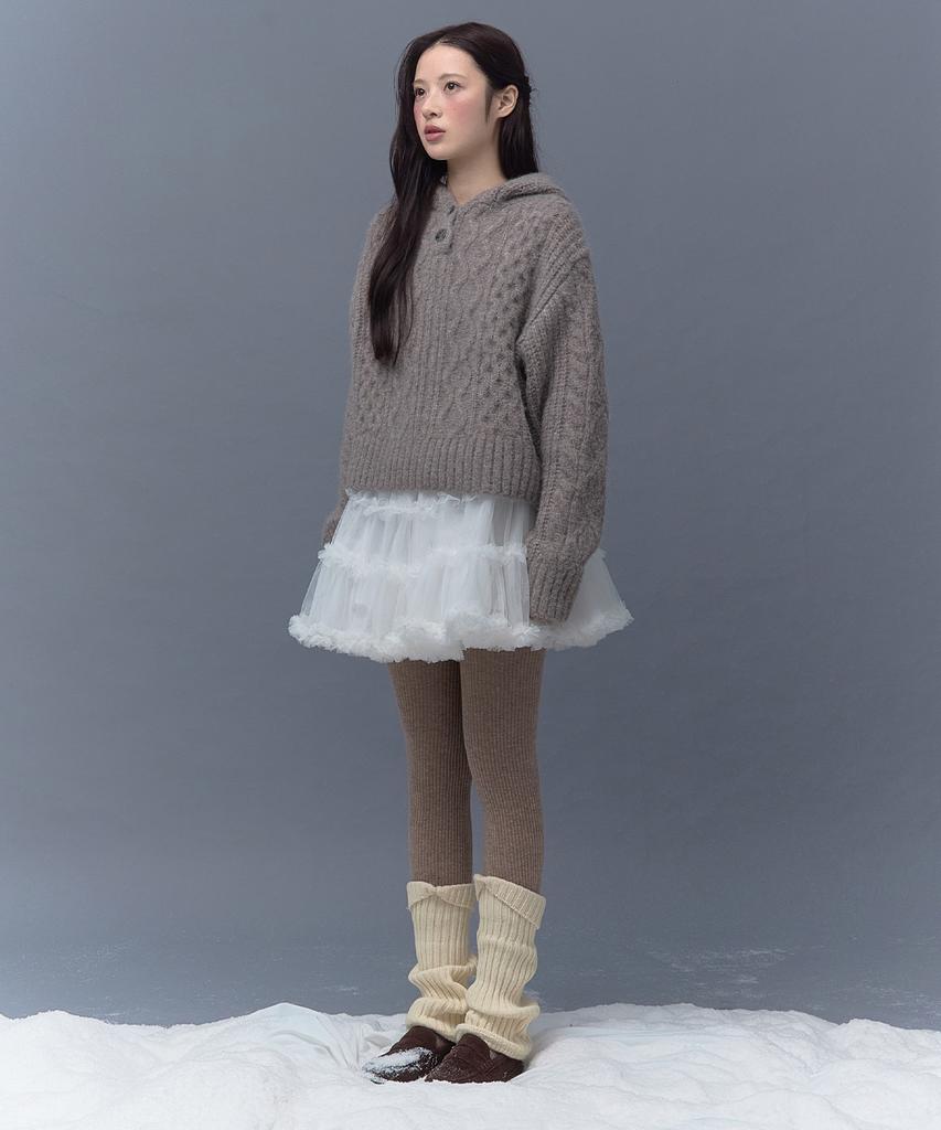 Deotiseu Angora Cream Cable Hood Knit_Tt5W303Be