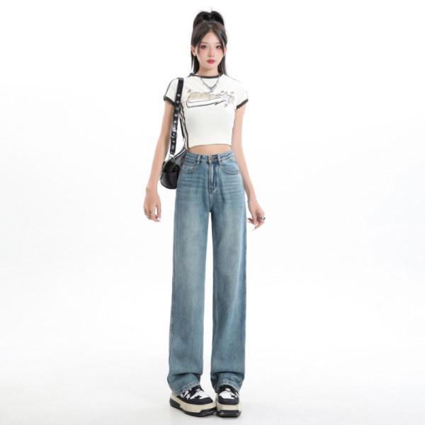 2026 Damen Jeans mit hoher Taille und geradem Bein - Petite, Passform für Birnenform, Weiter Bein Stil