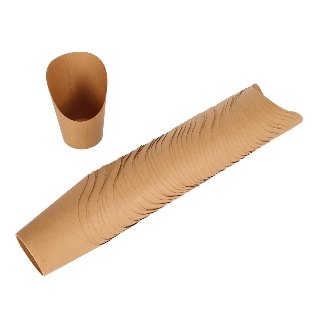50Pcs French Fries Holder Waterproof Kraft Paper Oblique Mouth Oil Resistant Popcorn Box for Take Out Party Family