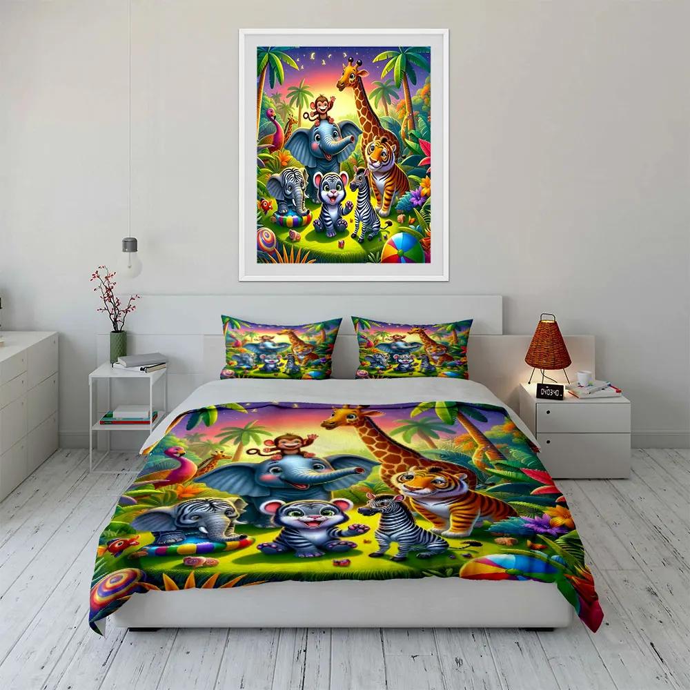 "Safari Animal Decor Set" Bedding Set with 1 Duvet Cover 2 Pillowcases Single Double King Queen Gift