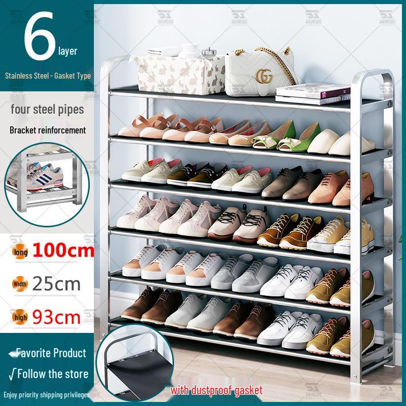 Stainless Steel Multi-layer Shoe Rack for Home or Dorm - Dustproof Storage Cabinet