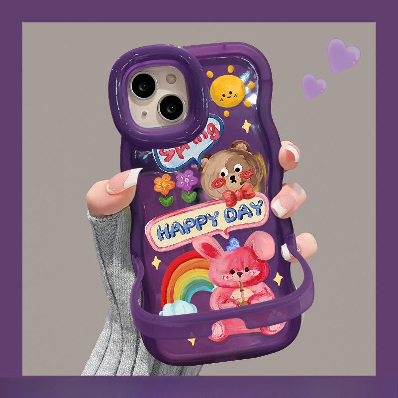 

Совместим с чехлом для телефона Apple 16pro 15, Невидимая двойная подставка 14, Милый и противоударный 13, Силиконовый 12/11 Redmi K40/K40 Pro