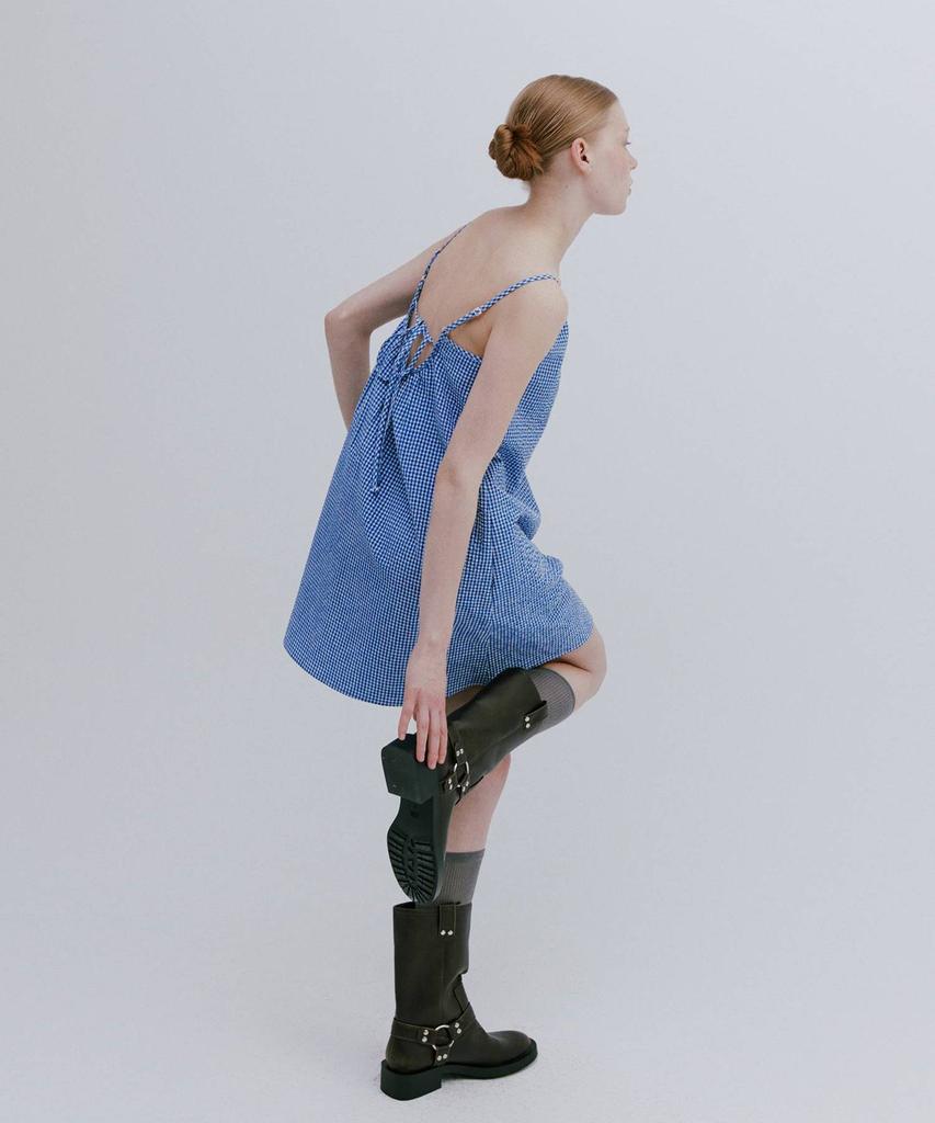 MAIS Mini Check Halterneck Dress / Blue