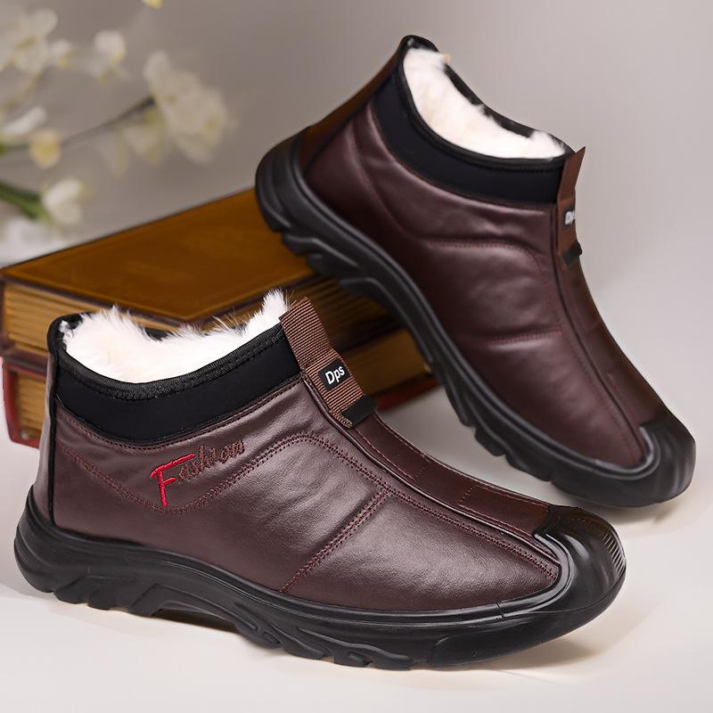 New Men’s Casual Non-slip Flat Shoes Soft Lightweight Plush Thickening Loafers Plugging Warm Comfortable Cotton Shoes for Winter