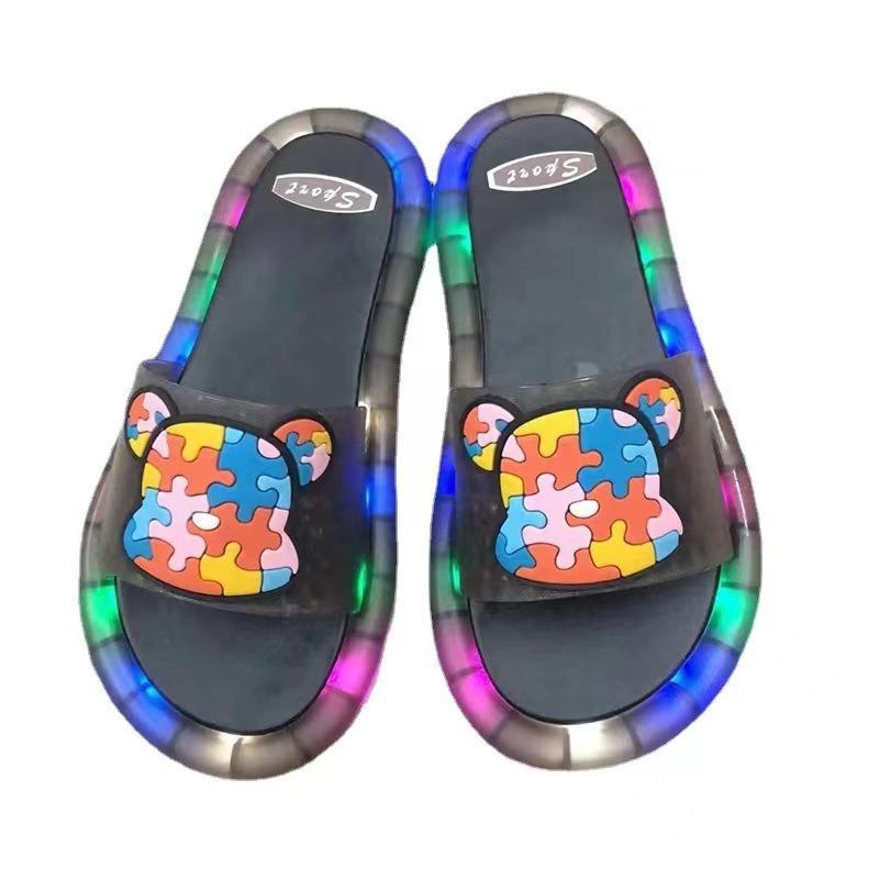 Complete luminous slippers summer adults wear cool flashing lights fruit strawberry cat full lights waterproof cool slippers