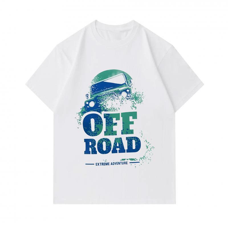 Men's 100% Cotton Crew Neck Short Sleeve T-Shirt, Off Road Extreme Adventure Offroad Vehicle Print Casual Comfortable Breathable Tee for Outdoor Enthu