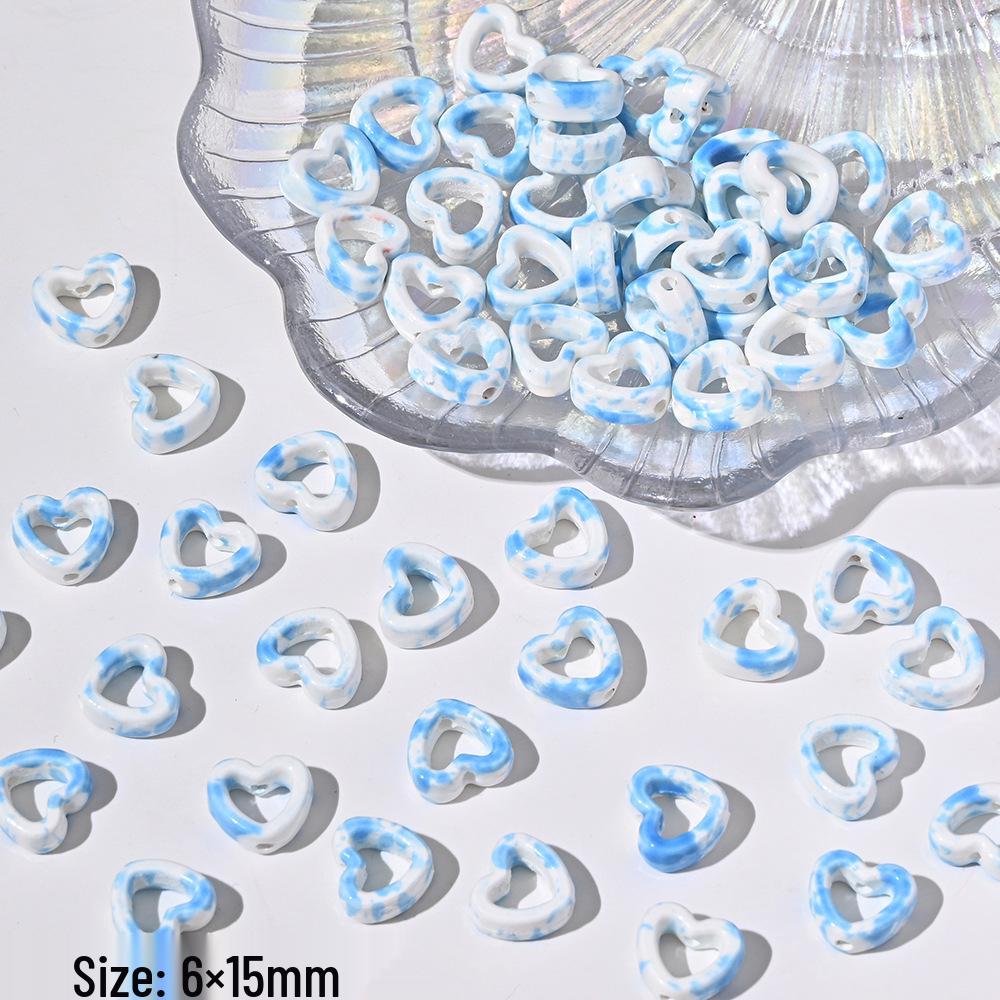 Blue Series Japanese Ceramic Seashell & Heart Beads for DIY Jewelry