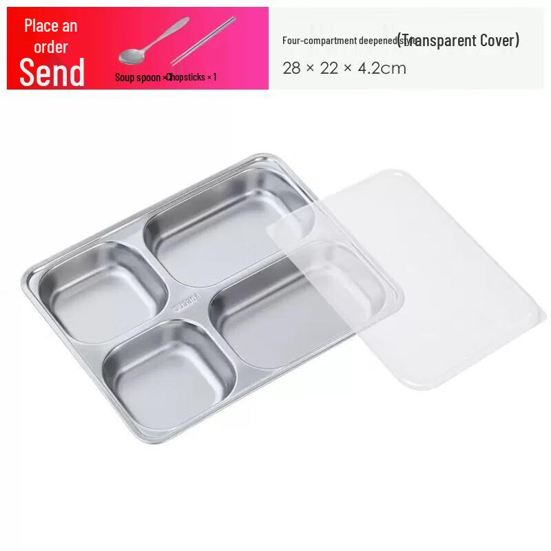 Large Capacity 304 Stainless Steel Lunch Box & Meal Tray