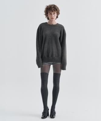 EZIO WOMEN W Fluffy Angora Round Knit_Charcoal