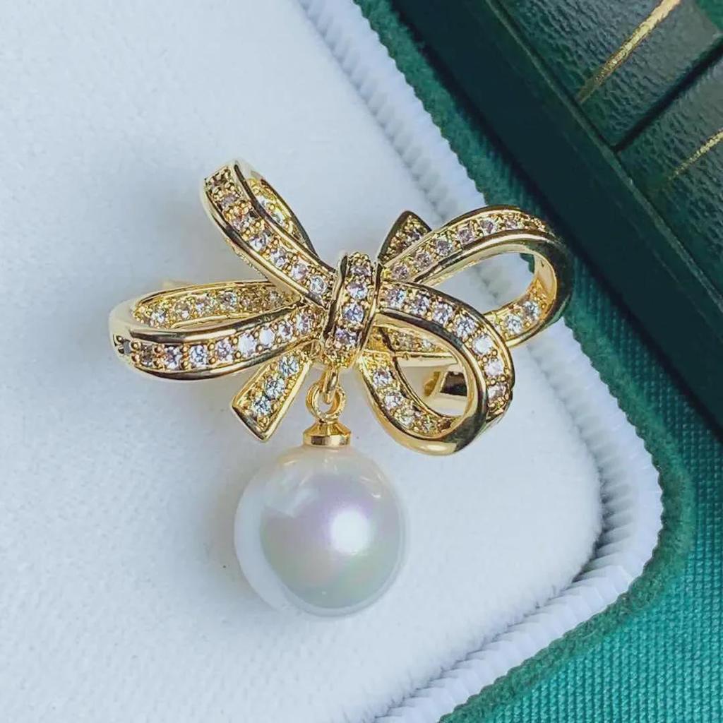 Elegant Pearl Bow Brooch and Cardigan Pin
