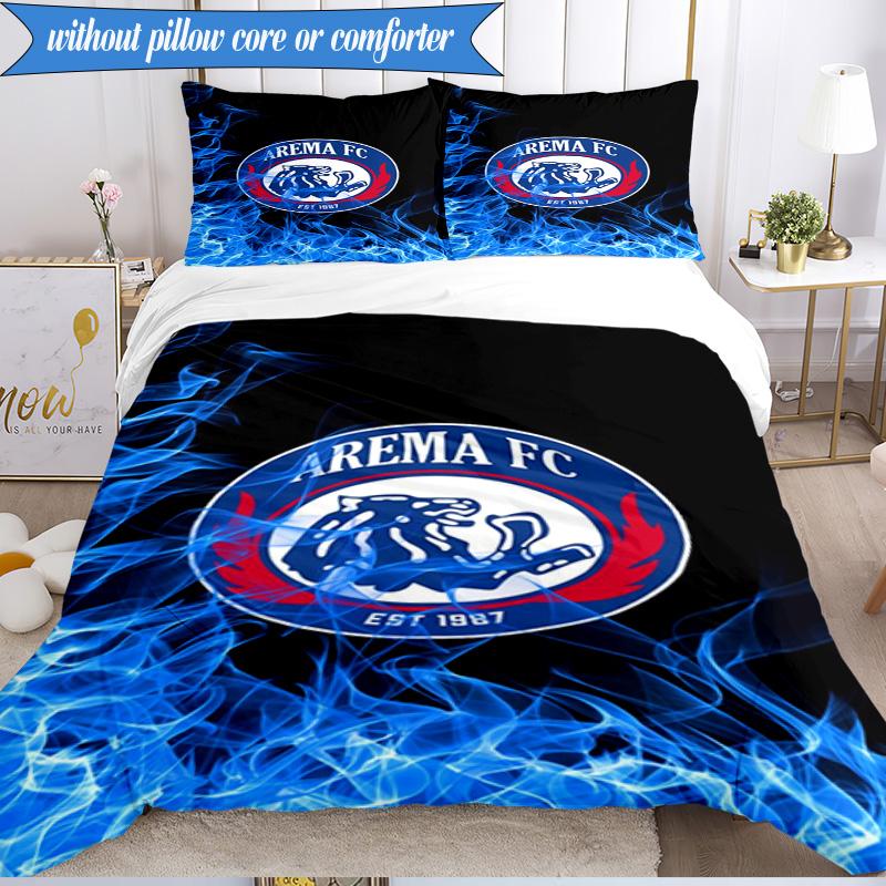 3PCS Arema Football club Printed Soft Bedding Set,Including 1pc Duvet Cover And 2pcs Pillowcases Perfect for Bedroom, Dormitory, Fan gift