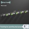 Stainless Steel Punch-Free Mop Holder with Black & Green Clips for Bathroom or Balcony Storage