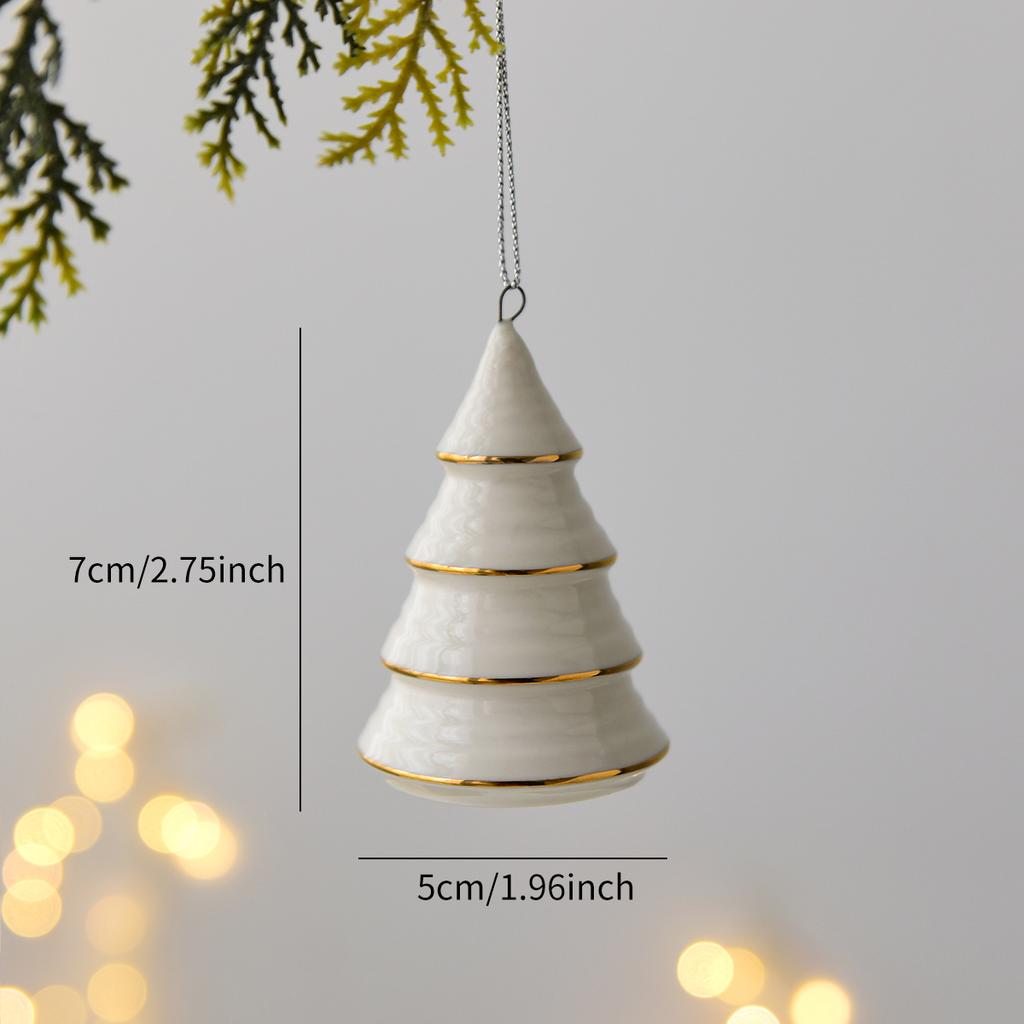 Mini Ceramic Four Tier Puff Christmas Tree Decoration Hanging for Christmas Halloween Thanksgiving Christmas Gift