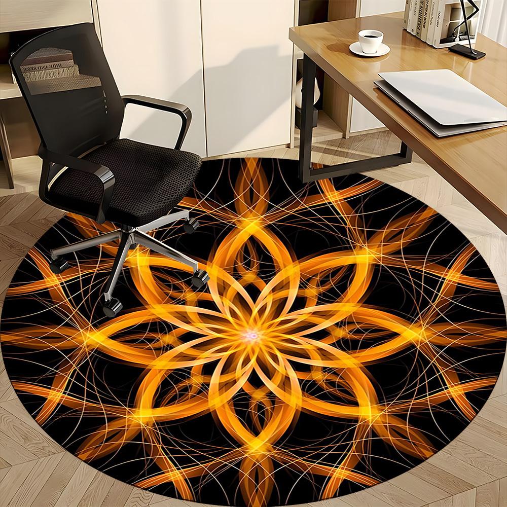 1PCFloral Mandala Office Round Area Rug,  Mat Suitable For Office, Under Office Chairs Bedroom Living Room Home Decor, Room Deco