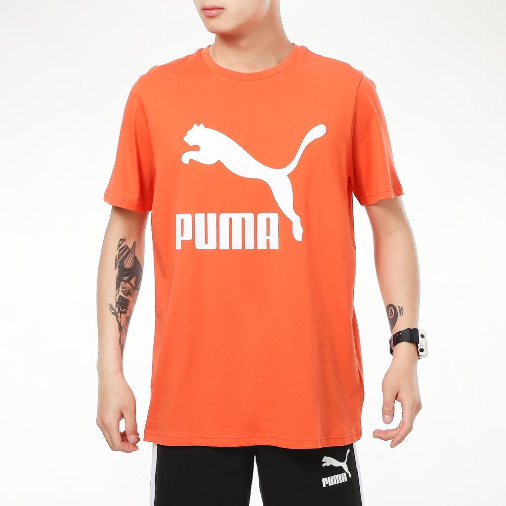 Puma Classics Logo Print Sports Round Neck Short Sleeve T-Shirt Men Tops Orange 532280-79