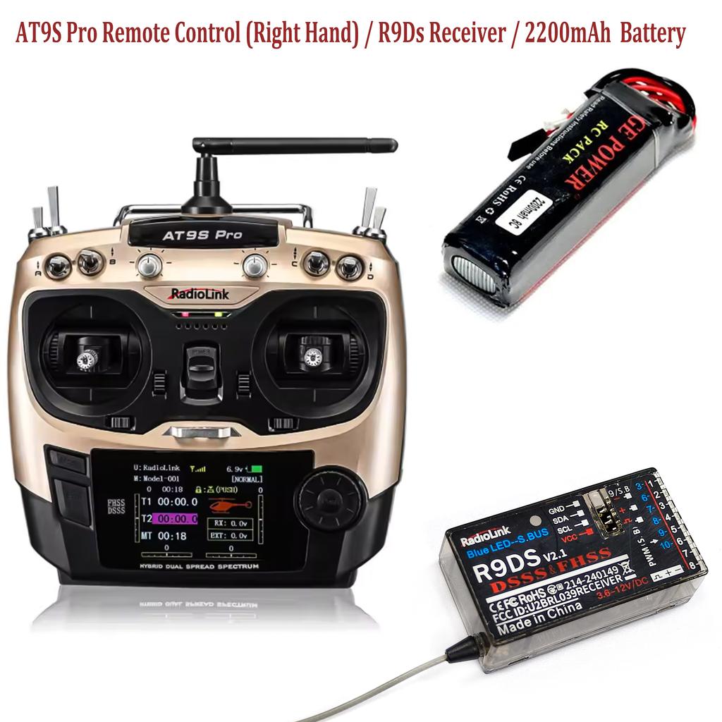 RadioLink AT9S PRO Remote Control 2.4G 10/12CH  DSSS FHSS Transmitter with R9DS Receiver for RC Model Airplane Drones