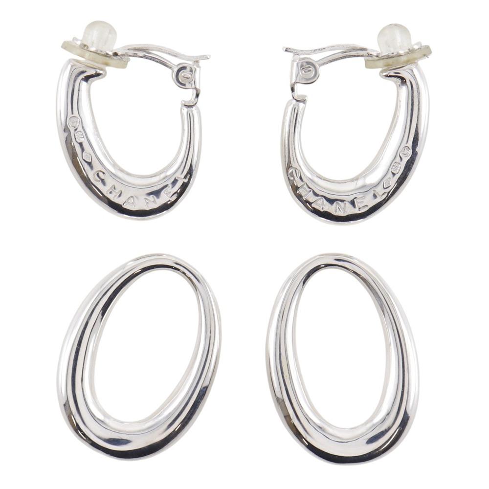 CHANEL Double hoop Earring Silver925 27.2g Women Used