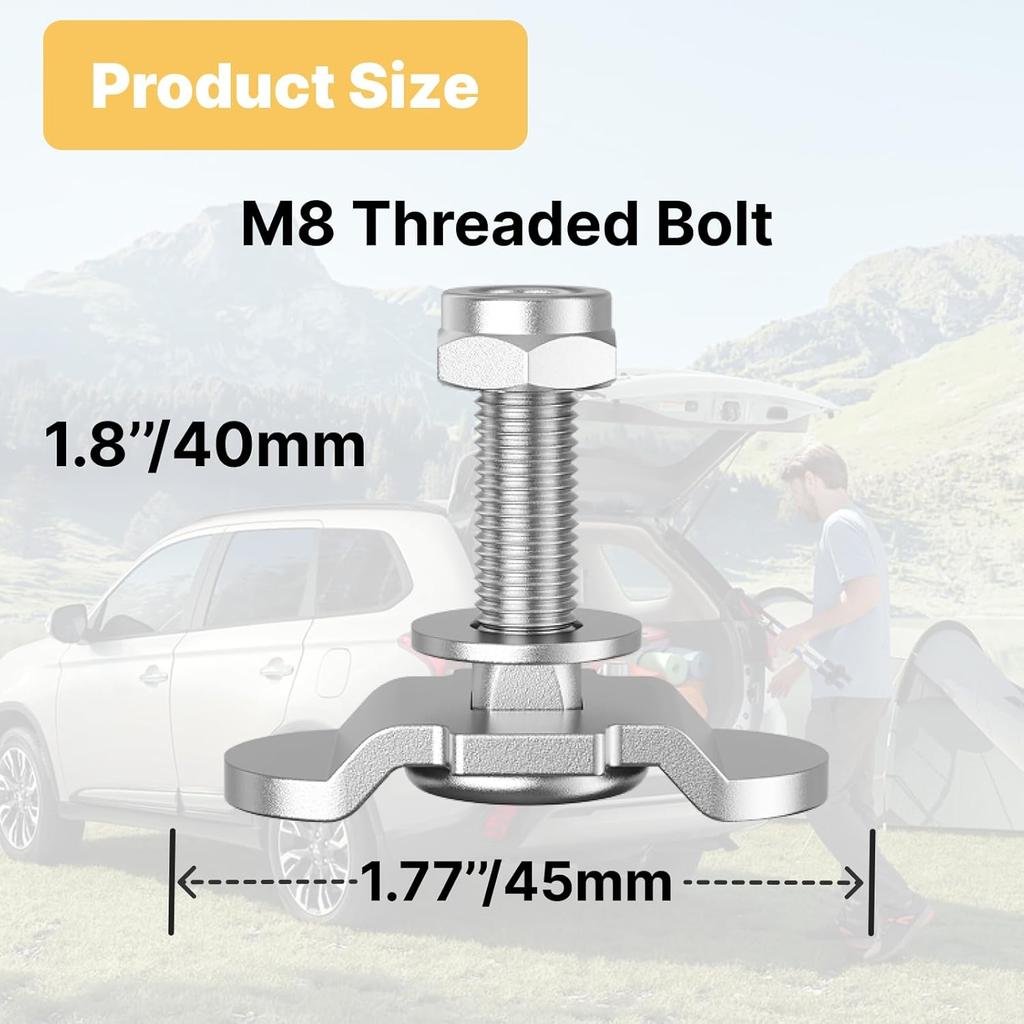 8Pcs L Track Double Stud Lug Tie Down M8 x 40mm with Nylon-ert Lock Nut and Thumb Nut,4500 Lbs Max Load, Heavy-Duty L Track Accessories for Truck Bed