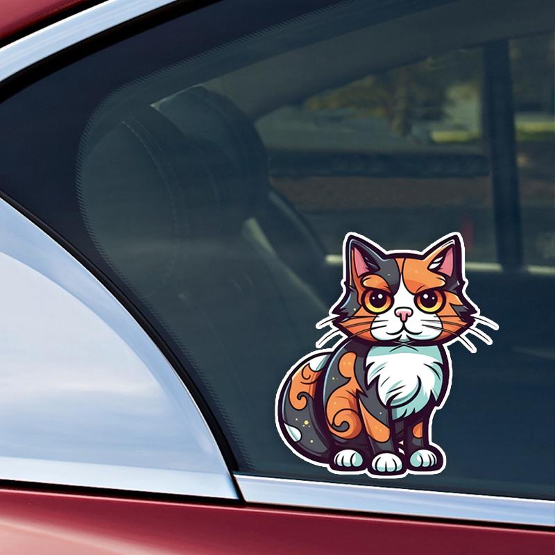 JT118#13.5x15cm Cute Calico Cat Vinyl Car Sticker Decal Animal Cat Car Sticker Cover Up Car Body Scratches Sticker