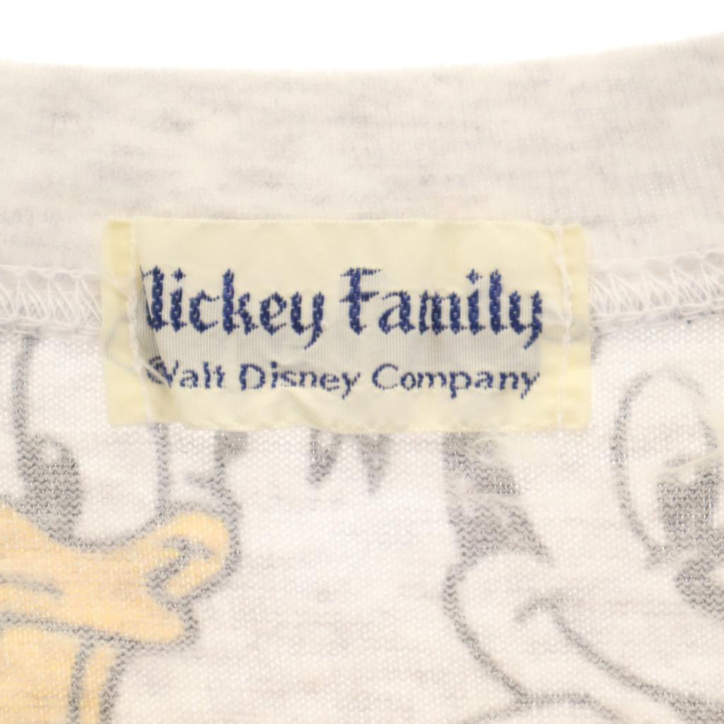 Mickey Family Overall Handle Short Sleeve T-shirt White Gray Women Used