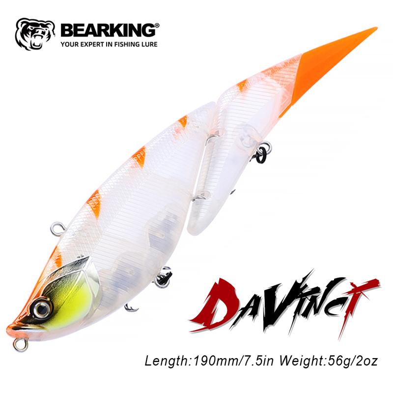 BEARKING Top Fishing Lure 190mm 56g 2oz Jointed minnow Wobblers ABS Body with Soft Tail SwimBaits soft lure for pike and bass