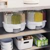 360 Degree Rotating Rice Dispenser Kitchen Storage Box Sealed Dry Cereal Grain Bucket Dispenser Moisture-proof Food Container
