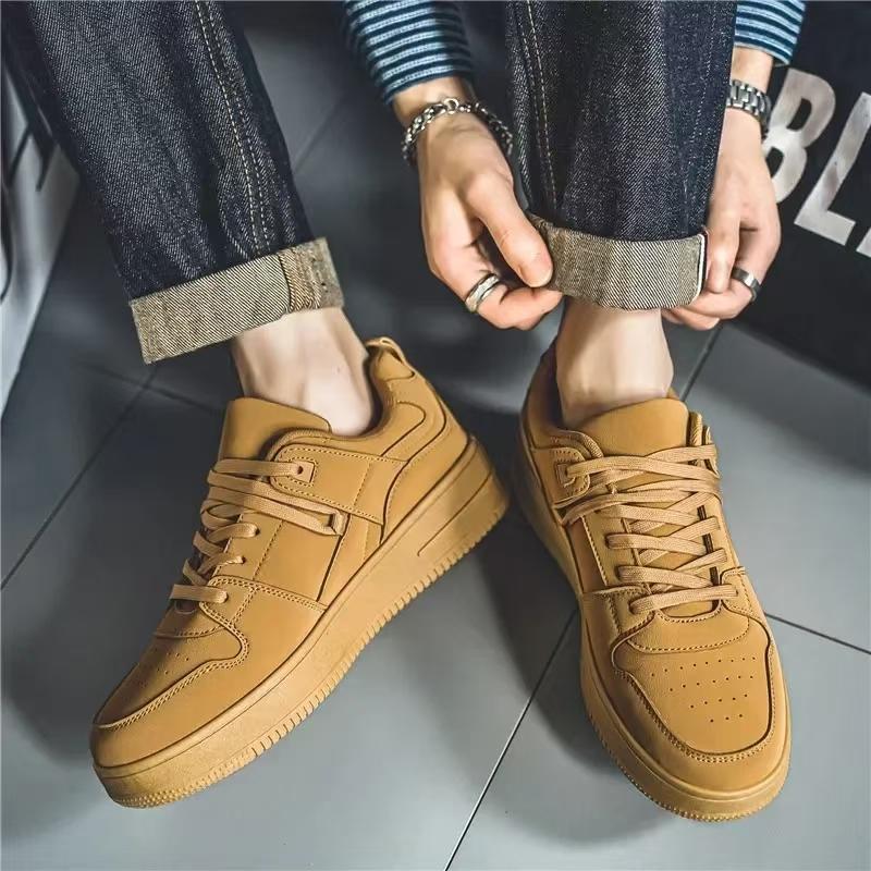 Fashion Men's Sneakers Four Seasons New Comfortable Breathable Versatile Men's Casual Shoes Solid Color Lace Up Flat Casual Sports Shoes