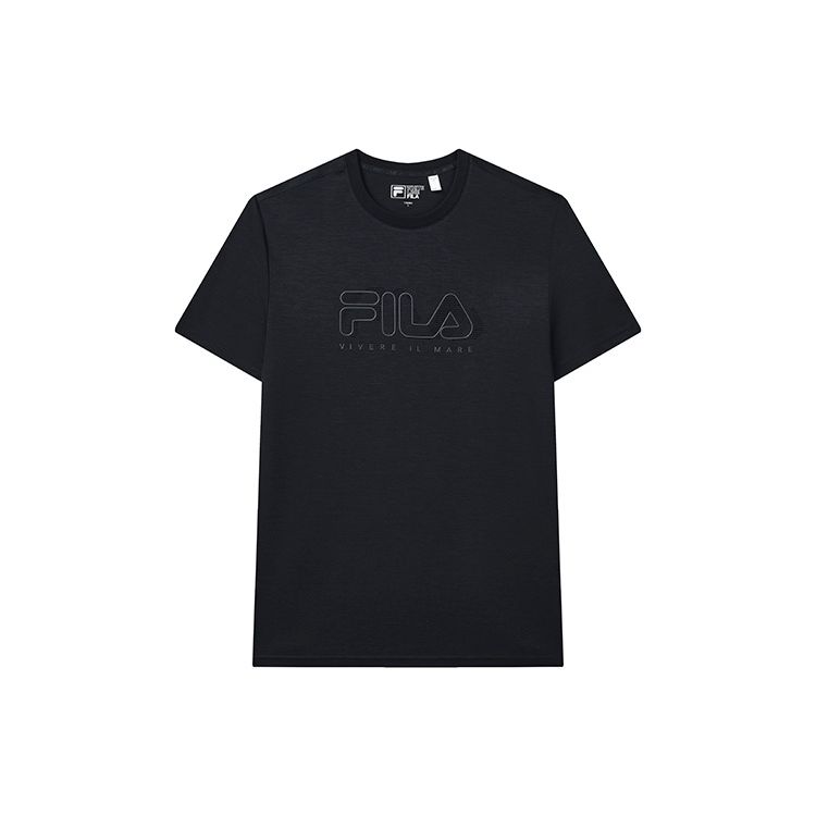 FILA Solid Color Letter Logo Printed Casual Sports Knit Short Sleeve T-Shirt Men Tops Legendary-Blue F11M227109FNV