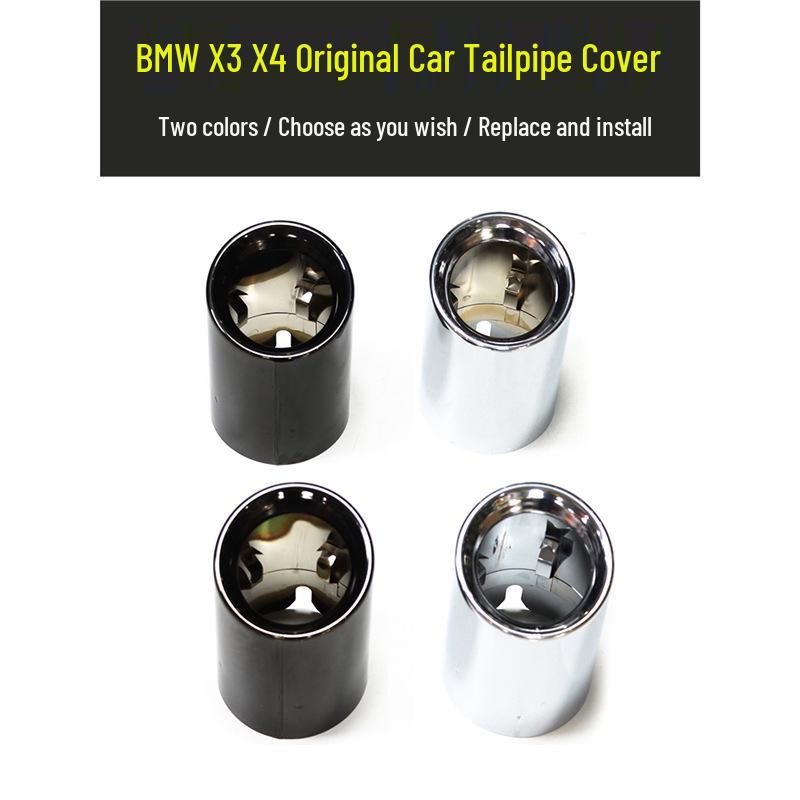 Black Round Tailpipe Cover for BMW X3/X4 G01/G02 - No Damage Installation