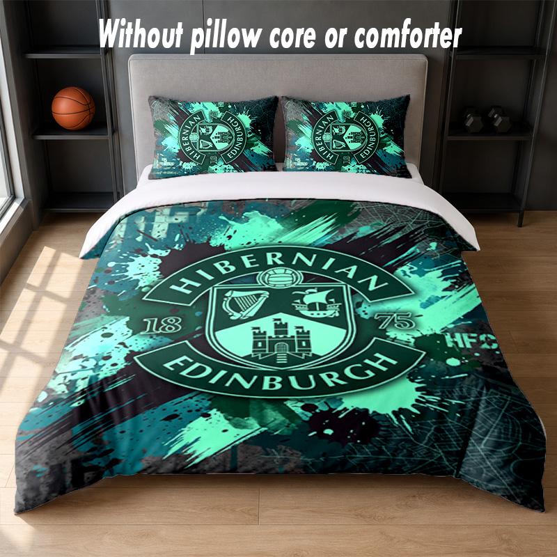 Hibernian FC Design Bed Bedding Set 1 Duvet Cover + 2 Pillowcases Soft Breathable Household Bed Linens