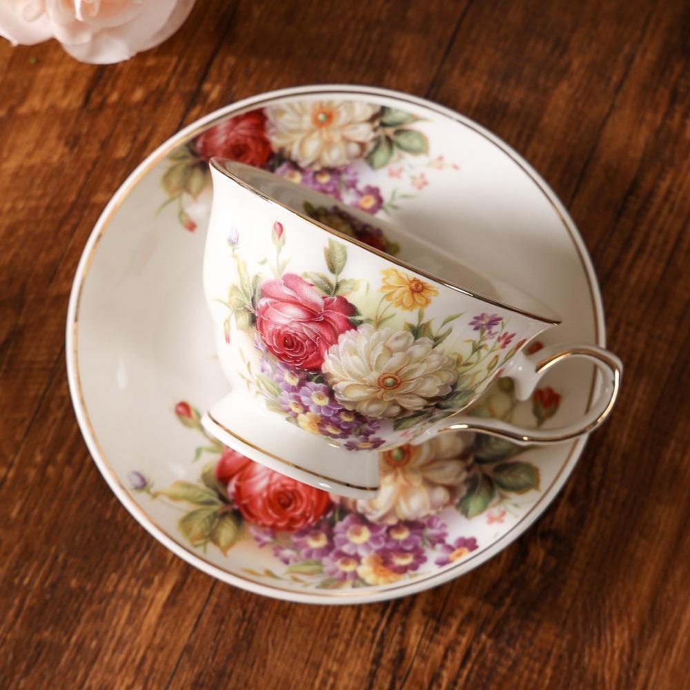 British medieval flower coffee cup saucer light luxury Phnom Penh afternoon tea ceramic cup cross-border high-value court tea set