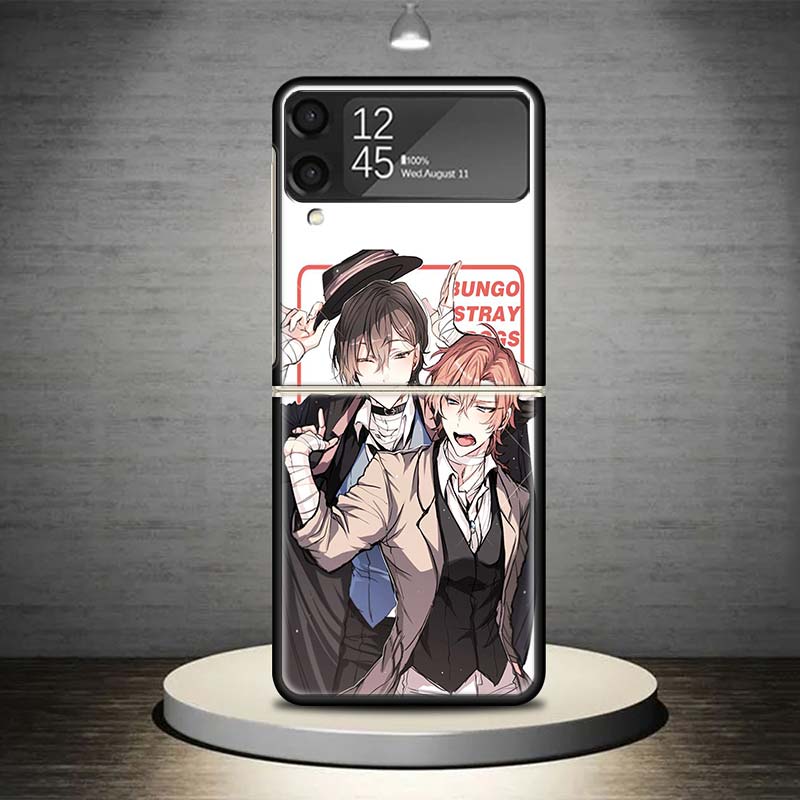Bungo Stray Dogs Double Black Phone Case For Samsung Galaxy Z Flip 7 6 5 4 3 5G Shockproof Cover Z Flip7 Flip6 ZFlip5 Flip3 Flip