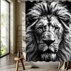Lion motif digital print shower curtain
