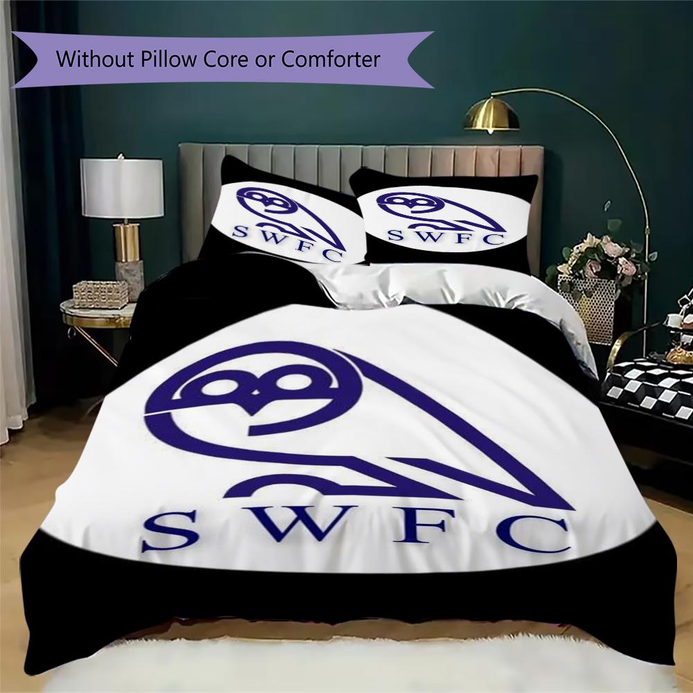 Sheffield Wednesday Pattern Bedding Uilt Set Uilt Cover Pillowcase Home Decoration Birthday Gift (1 * Duvet Cover + 2 * Pillowcase Without Core)