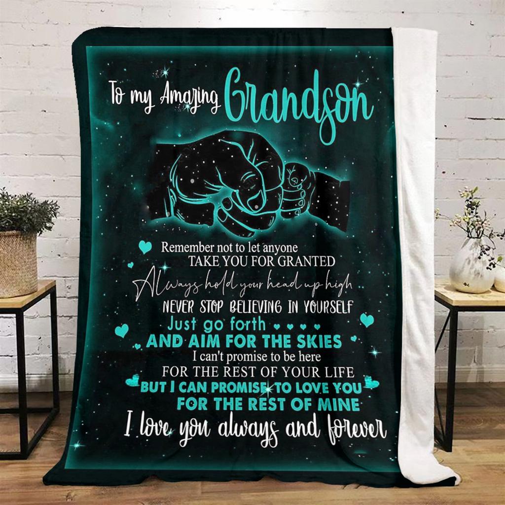 Love Blanket Grandson Plush Blanket Soft Comfortable All Seasons Perfect Sofa Office Naps Outdoor Travel Makes Great Gift