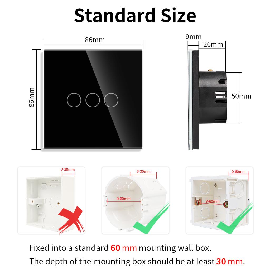 Bingoelec White Crysal Glass Wifi 1/2/3/4 Gang Smart Home 220V Wall Light Switches and Socket Tuya Wifi Smart Switch