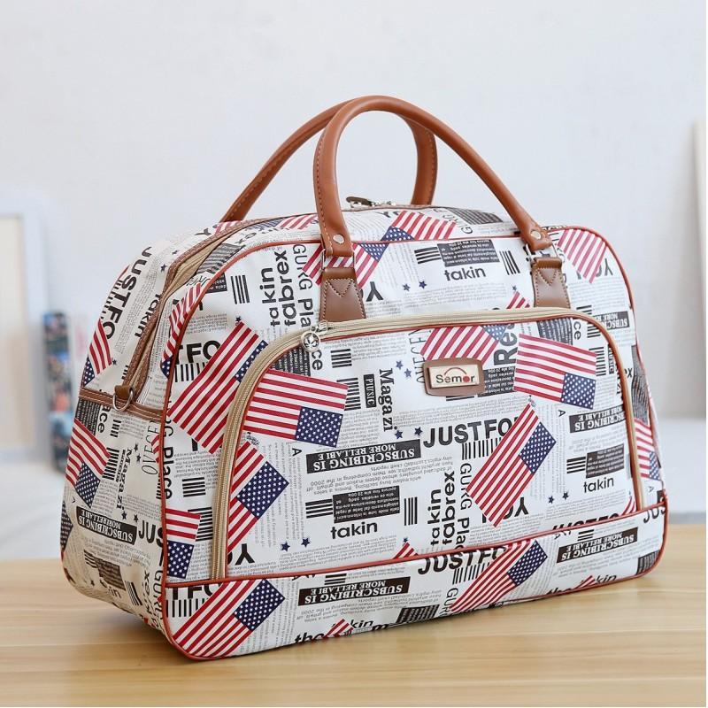 Borse da Viaggio da Donna Moda Pelle PU Grande Capacità Impermeabile Stampa Bagaglio Borsone da Uomo Casual Viaggio Weekend