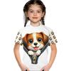 Kids T Shirts 2025 Summer New Girl's Stylish Cute Animal Play, Printed Pattern Round Neck Short Sleeve Tops