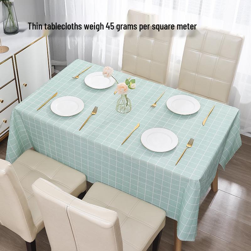 Japanese Style Waterproof Plaid Tablecloth - Oil-proof & Wash-free PEVA for Coffee and Dining Tables